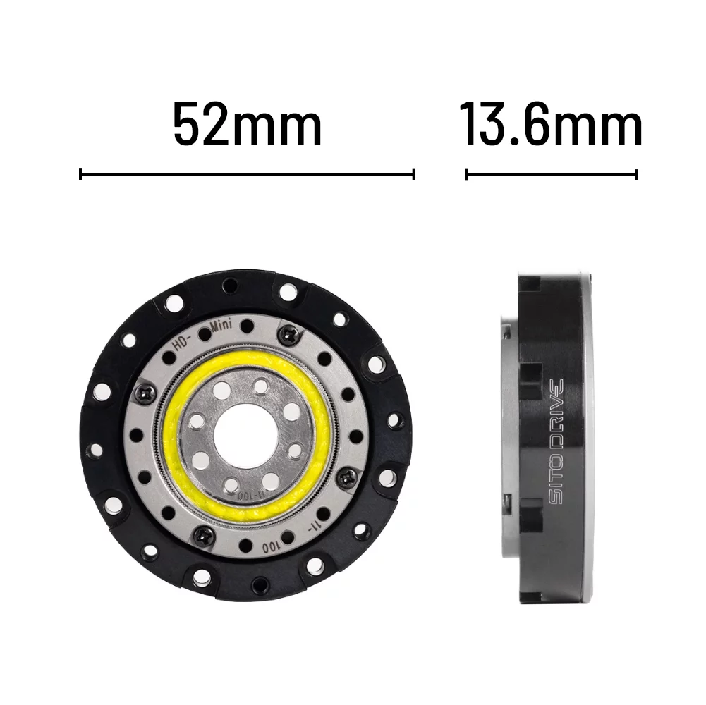 SitoDrive Harmonic Drive HD-11 Strain Wave Gearbox Nema 17 BLDC Motor 100:1 Low Backlash Reducer 52mm for CNC/Factory Automation