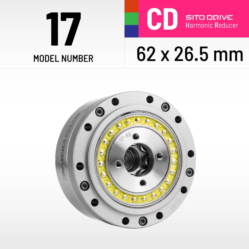 SitoDrive CD-17 62mm Reducer Harmonic Drive Reducer Gearbox for Robotics CNC, CSD-17-100-2UH Nema 24 Stepper motor reducer