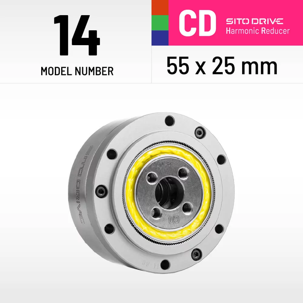 SitoDrive CD-14 55mm reducer Harmonic Drive Reducer Zero Backlash Gearbox for Robotics, CNC & Automation Nema 23 57mm CSD-14-100-2UH