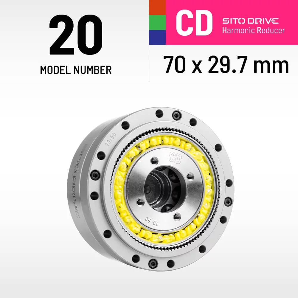 SitoDrive CD-20 70mm Harmonic Drive Hollow Flat High Torque 100 Ratio Harmonic Reducer SHD-20 for Nema 34 86mm stepper motor reducer